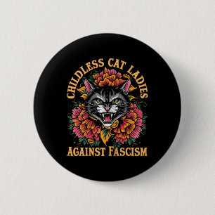 Bóton Redondo 5.08cm Gato Mulheres Contra o Fascismo Presidente Kamala