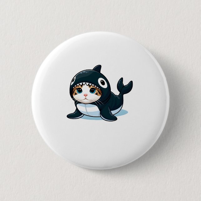 Bóton Redondo 5.08cm Gato no Figurino de Orca (Frente)