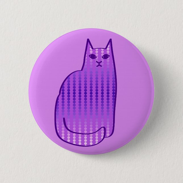 Bóton Redondo 5.08cm Gato, Orquídea e Roxo modernos do século médio (Frente)