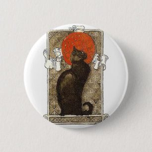 Bóton Redondo 5.08cm Gato preto - arte Nouveau - Theophile Steinlen