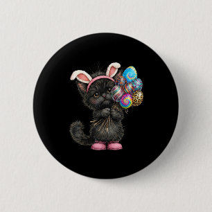 Bóton Redondo 5.08cm Gato Preto Fofo Orelhas de Coelho de Páscoa Ovos D