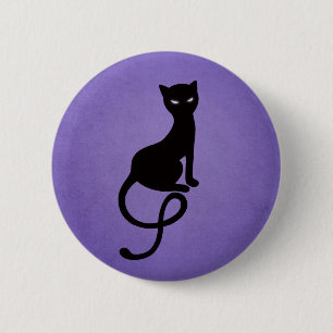 Bóton Redondo 5.08cm Gato preto mau gracioso roxo