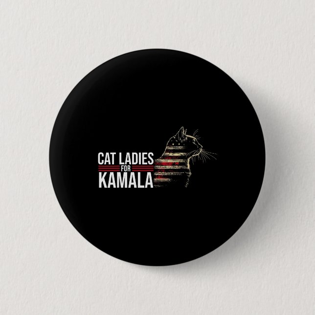 Bóton Redondo 5.08cm Gato Senhoras Para Kamala (Frente)