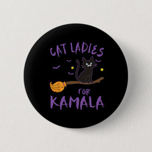 Bóton Redondo 5.08cm Gato Senhoras Para Kamala Funny Cat 2024 President