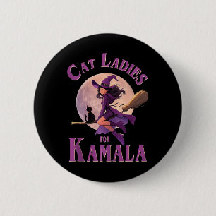 Bóton Redondo 5.08cm Gato Senhoras Para Kamala Harris 2024 Engraçado Ha