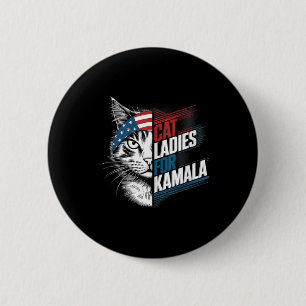 Bóton Redondo 5.08cm Gato Senhoras Para Kamala Presidente Kamala Harris
