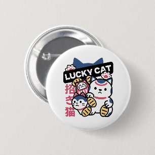 Bóton Redondo 5.08cm Gato Sortudo Maneki Neko – Gato da Sorte Japonês