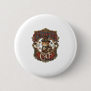 Bóton Redondo 5.08cm Gato Steampunk Steampunk Gato Vintage