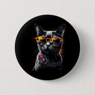 Bóton Redondo 5.08cm Gato Sungles - Arte de Gato Animal de Estimação