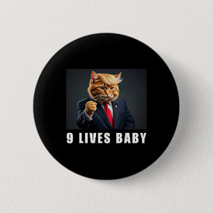 Bóton Redondo 5.08cm Gato Trump 9 Vidas Por Trump 2024 Vitória Vencedor