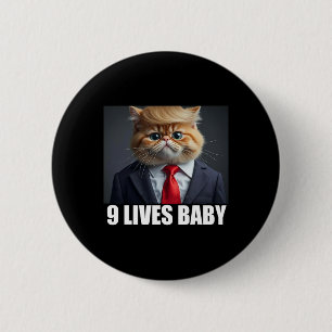 Bóton Redondo 5.08cm Gato Trump 9 Vidas Por Trump 2024 Vitória Vencedor