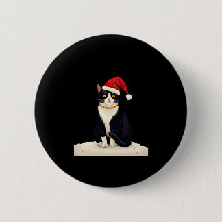 Bóton Redondo 5.08cm Gato Tuxedo Cottagecore Natal Divertido Estética P