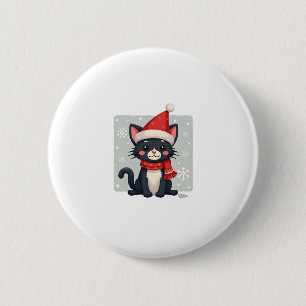 Bóton Redondo 5.08cm Gato Tuxedo de Natal Cachecol Santa Feio Xmas Mulh