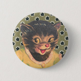 Bóton Redondo 5.08cm Gato Vintage Kitty Broche Velhas Imagens