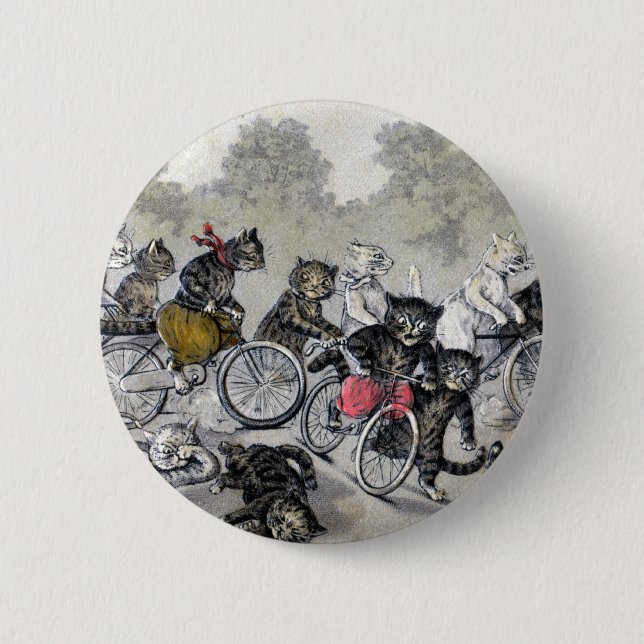 Bóton Redondo 5.08cm Gatos da equitação da bicicleta (Frente)