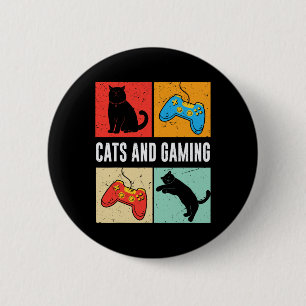 Bóton Redondo 5.08cm Gatos E Jogos Para O Amante De Gatos Jogador De Vi