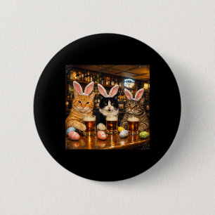 Bóton Redondo 5.08cm Gatos engraçados de Páscoa com orelhas de coelho o
