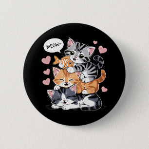 Bóton Redondo 5.08cm Gatos Engraçados Empilhados Pirâmide de Patas