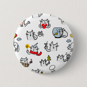 Bóton Redondo 5.08cm Gatos engraçados, leite e magia.