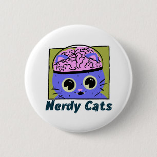 Bóton Redondo 5.08cm Gatos Nerds, Design Cerebral