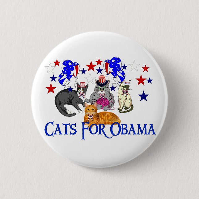BÓTON REDONDO 5.08CM GATOS PARA OBAMA (Frente)