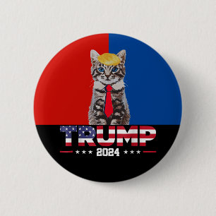 Bóton Redondo 5.08cm Gatos Para Trump 2024 Vance Trump Red Blue