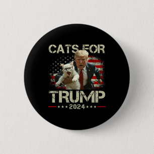Bóton Redondo 5.08cm Gatos Para Trump 2024 Voto Engraçado Para Trump -