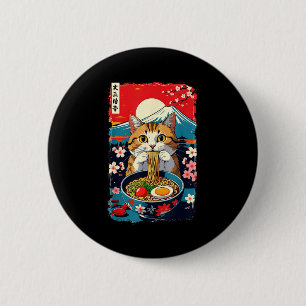 Bóton Redondo 5.08cm Gatozao Anime Ramen Japonês Gato Divertido Homens 