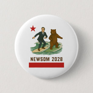 Bóton Redondo 5.08cm Gavin Newsom 2028 Eleição Bandeira da Califórnia S