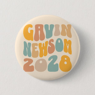 Bóton Redondo 5.08cm Gavin Newsom 2028 Para Presidente Texto Ondulado