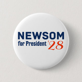 Bóton Redondo 5.08cm Gavin Newsom para Presidente 2028 botão branco