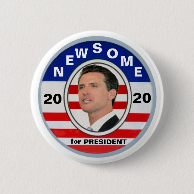 Bóton Redondo 5.08cm Gavin Newsome para o presidente 2020 (Frente)