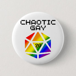 Bóton Redondo 5.08cm Gay caótico D20 - DND do Orgulho LGBTQ+