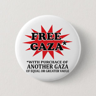Bóton Redondo 5.08cm GAZA LIVRE - remake engraçado