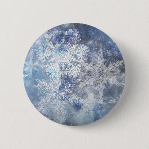 Bóton Redondo 5.08cm Gelo e neve texturizados Padrão Azul de Natal