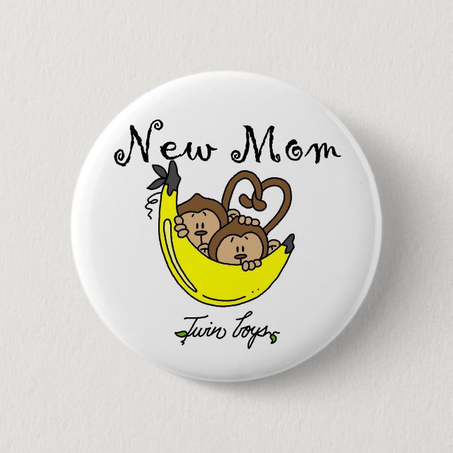 Bóton Redondo 5.08cm Gêmeos Novos Camisetas e presentes da mãe (Frente)