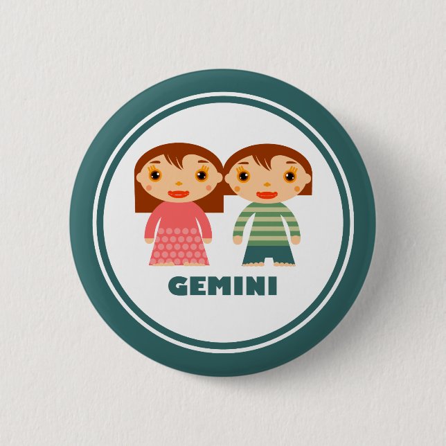 Bóton Redondo 5.08cm Gemini é o meu Sinal Zodíaco (Frente)