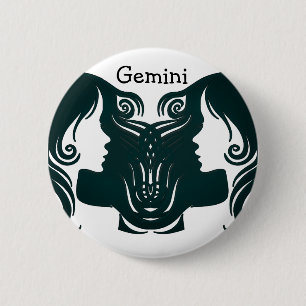 Bóton Redondo 5.08cm Gemini Horoscope Zodíaco - Botão Sinal