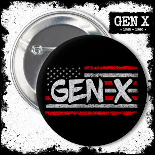 Bóton Redondo 5.08cm Gen Xer Generation X American Flag Gen X