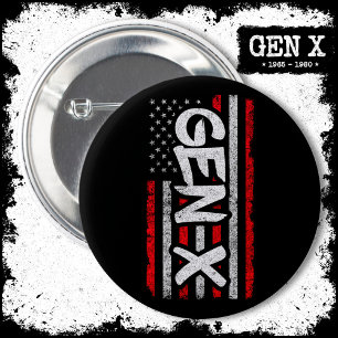 Bóton Redondo 5.08cm Gen Xer Generation X American Flag Gen X