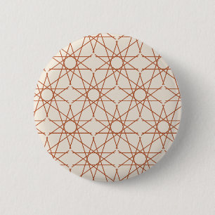 Bóton Redondo 5.08cm Geometria Estelar Quíntupla em Terracota e Marfim 