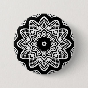 Bóton Redondo 5.08cm Geometria orgânica 012 - Branco sobre Preto