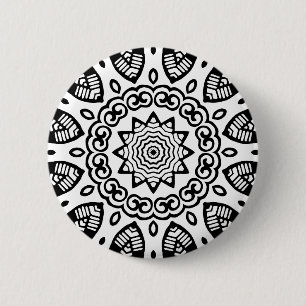 Bóton Redondo 5.08cm Geometria orgânica 013 - Preto em Branco