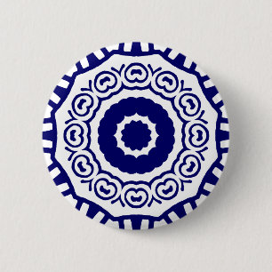Bóton Redondo 5.08cm Geometria orgânica 04 - Marinho profundo de branc