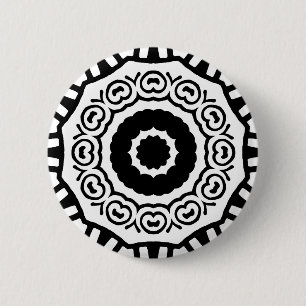 Bóton Redondo 5.08cm Geometria orgânica 04 - Preto em Branco