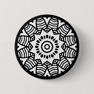 Bóton Redondo 5.08cm Geometria Orgânica 07 - Preto no Branco