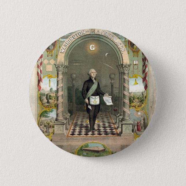 Bóton Redondo 5.08cm George Washington como Freemason (Frente)