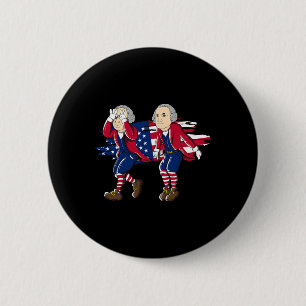 Bóton Redondo 5.08cm George Washington Griddy American Flag 4 De Julho