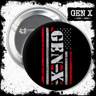 Bóton Redondo 5.08cm Geração Orgulhosa X Gen Xer American Flag Gen X