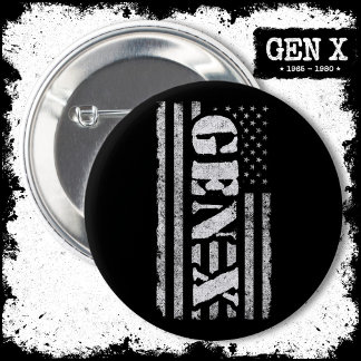 Bóton Redondo 5.08cm Geração X American Flag Orud Gen Xer Gen X